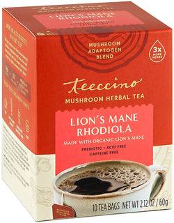 Teeccino Mushroom Adaptogen Tea LION’S MANE RHODIOLA