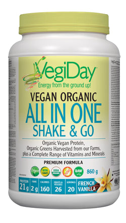VegiDay Vegan Organic All In One Shake & Go Drink Mix - French Vanilla